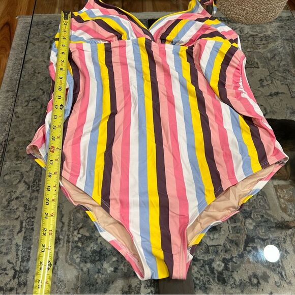 NWT Isabel Maternity 1-Piece Bathing Suit Stripes Pink Multi Shoulder Ties XXL - Picture 10 of 10